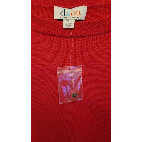 Denim & Company red sweatshirt XL New - Picture 3 of 5